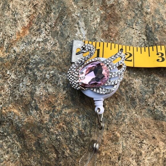 Austrian Crystal Swan & Butterfly Badge Holder - Picture 12 of 15